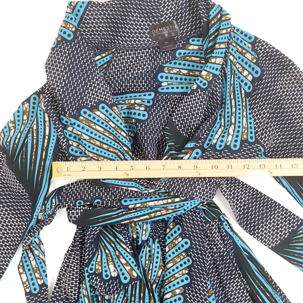 DEMESTIK by Reuben Reuel‎ Cotton Geometric African Wrap Dress - XS - Picture 3 of 4